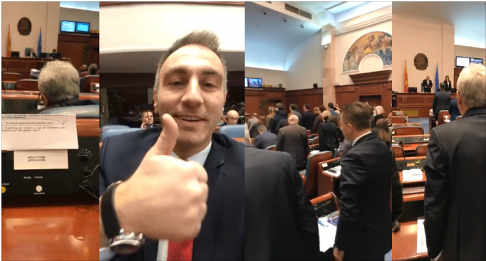 ВИДЕО: Артан Груби го снимал гласањето за Законот за двојазичност