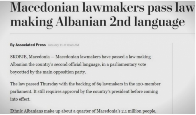 „Вашингтон пост“: Македонија доби втор службен јазик – албанскиот!
