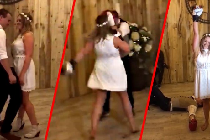 Вакво нешто не сте виделе: Го почнаа свадбениот танц, потоа следуваше “жестока“ борба (ВИДЕО)