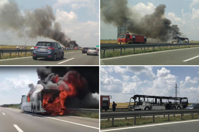 „Се крена паника, спасувавме живи глави“: Детали за автобусот кој се запали на автопат (ВИДЕО)