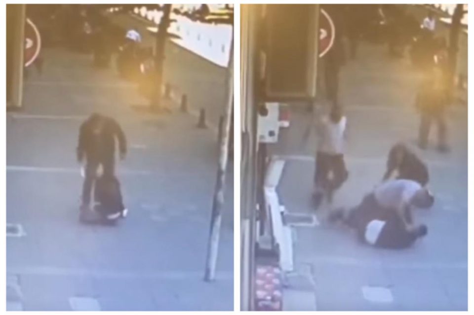 Маж крвнички тепаше жена сред Истанбул: Се појави група мажи, а потоа како „гром“ да го погоди (ВИДЕО)