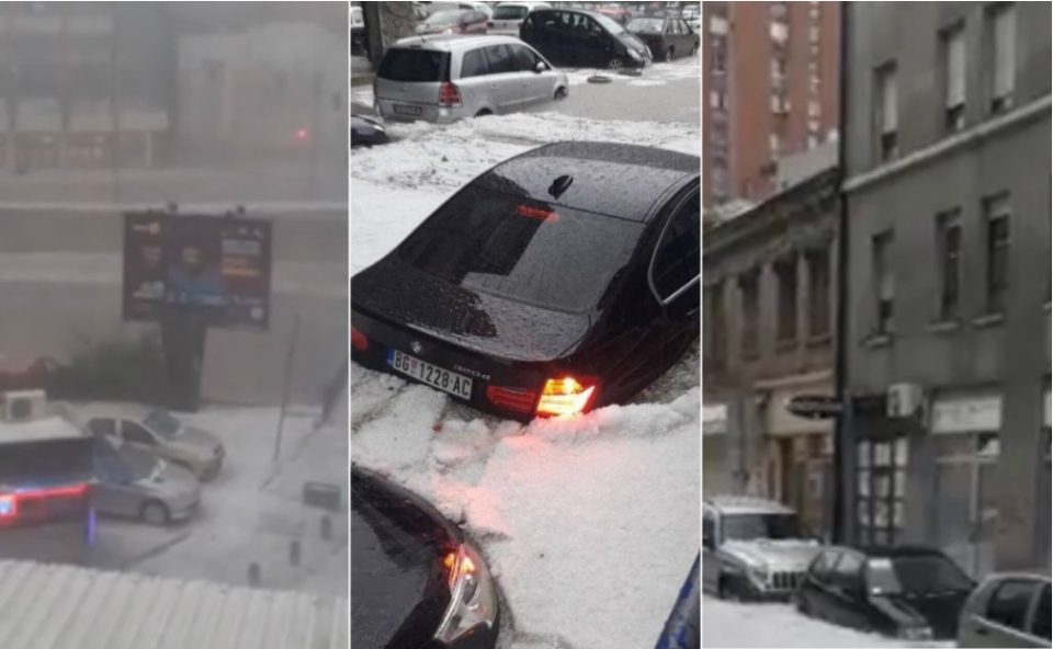 Апокалиптични сцени во Ужице: Се е бело како сред зима, улиците станаа реки, автомобили пливаат во вода (ФОТО+ВИДЕО)