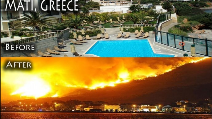 ПРЕД И ПОТОА: Најпогоденото место од пожарите во Грција каде беа пронајдени прегрнатите пеплосани тела (ВИДЕО)