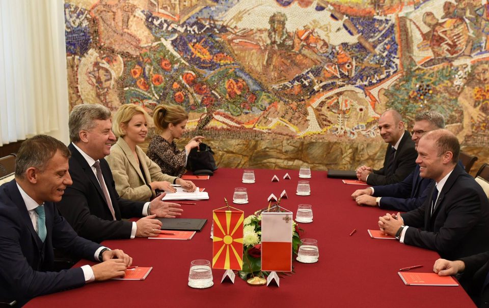 Средба на претседателот Иванов со премиерот на Малта Мускат