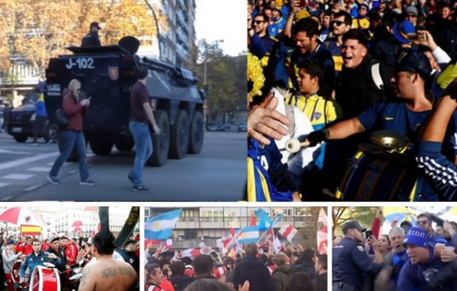 Навивачите на Ривер и Бока го „запалија“ Мадрид: Оклопни возила, силни безбедносни мерки (ВИДЕО)