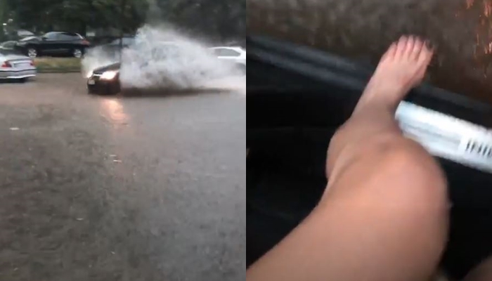 ФОТО: Српската водителка се најде среде поплавата во Белград – полугола и боса од кола до дома