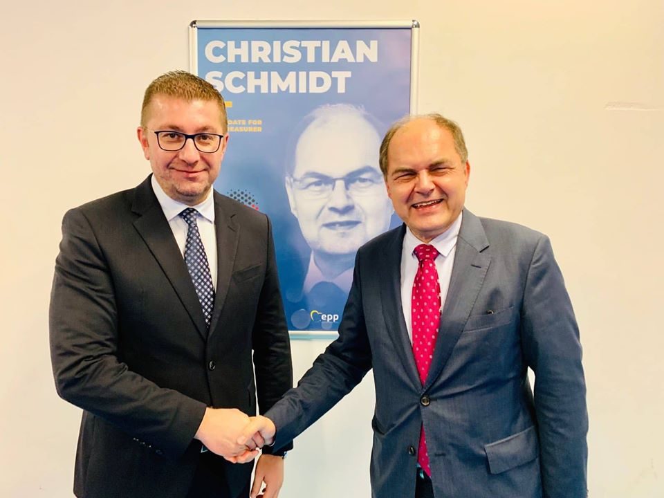 ФОТО: Мицкоски оствари средба со пратеникот во германскиот Бундестаг и потпретседател на ЦСУ Кристијан Шмит