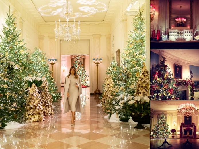 ФОТО+ВИДЕО: Меланија Трамп покажа како ја накитила Белата куќа за Божиќ