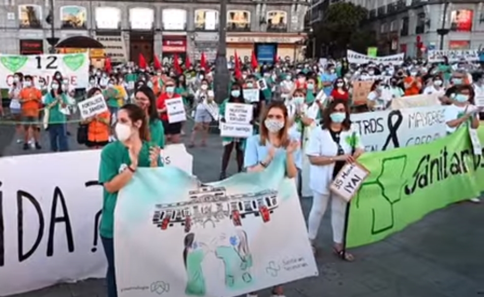 Протест на здравствените работници во Мадрид