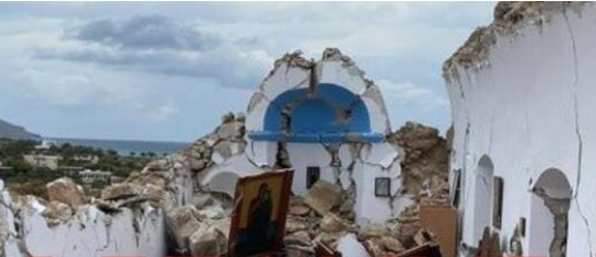 Црквата Свети Никола не го издржала земјотресот на Крит: Само една икона останала да стои исправено (ВИДЕО)