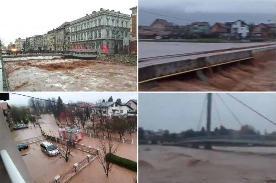 Обилни врнежи во БиХ: Во Сараево поплавени бројни населени места, сообраќајот блокиран (ФОТО+ВИДЕО)