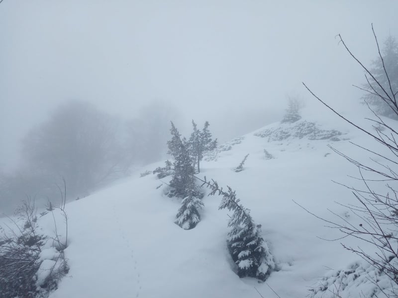 Снег во Маврово, магла на патиштата кон Попова Шапка и Крушево