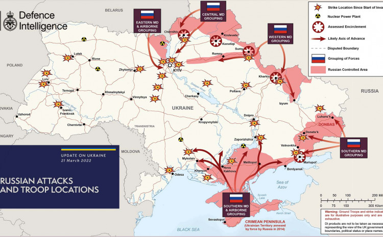 Британците објавија мапа на руските напади