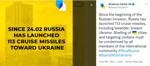 Русија истрелала 113 крстосувачки ракети врз Украина, дел од нив биле „Искандер“