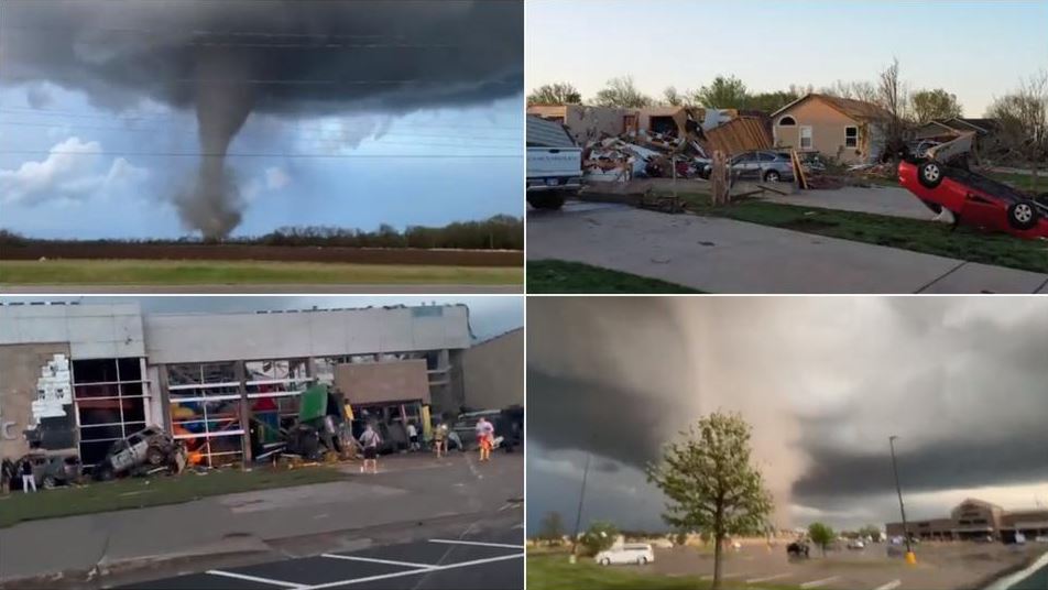 СТРАШНИ СНИМКИ: Големо торнадо во Канзас, уништени куќи и згради