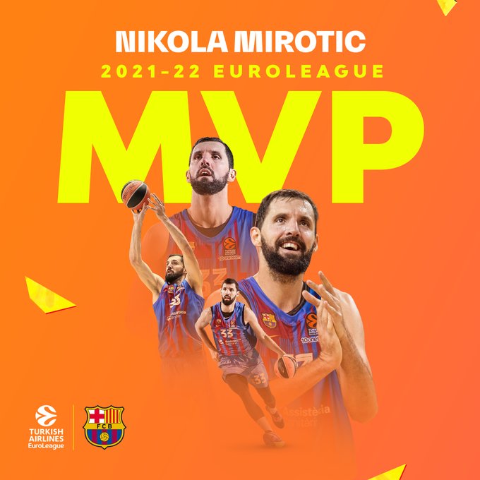 Никола Миротиќ е МВП на Евролигата за оваа сезона