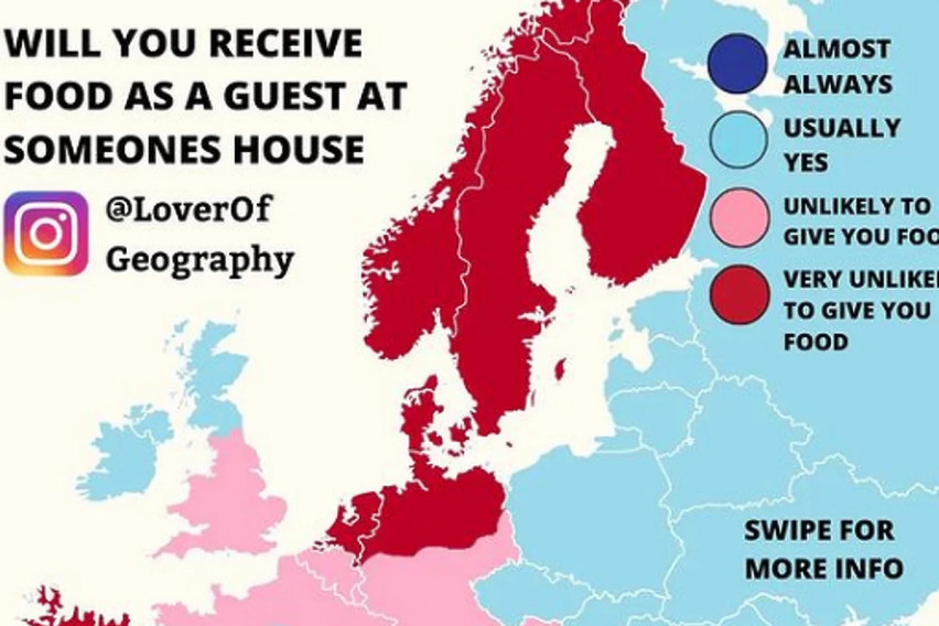 Објавена мапа на Европа по великодушноста на домаќините: Дали Македонците се гостопримливи? (ФОТО)