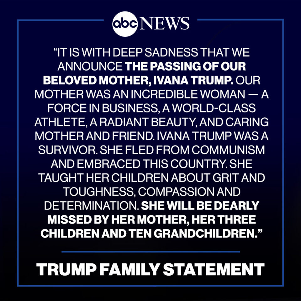 Се огласи и семејството Трамп: Нашата мајка беше неверојатна жена