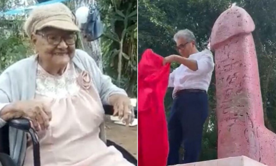 БИЗАРНО: Старица доби надгробен споменик во форма на џиновски пенис (ВИДЕО)