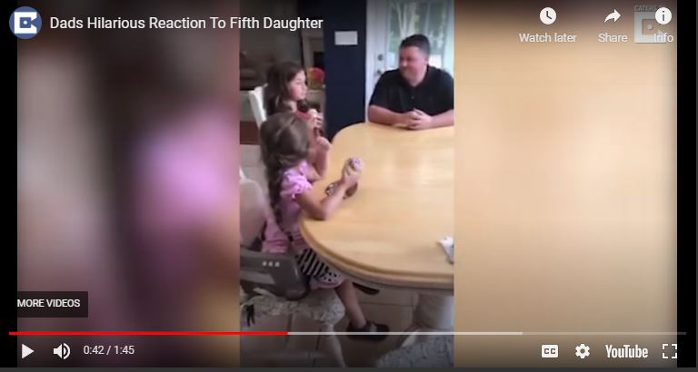 ВИДЕО: Реакција на татко кој по четири женски деца, дознава дека ѝ петтото ќе биде женско