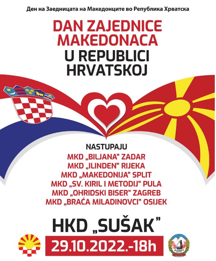 Денеска ќе биде одбележан Денот на македонската заедница во Хрватска