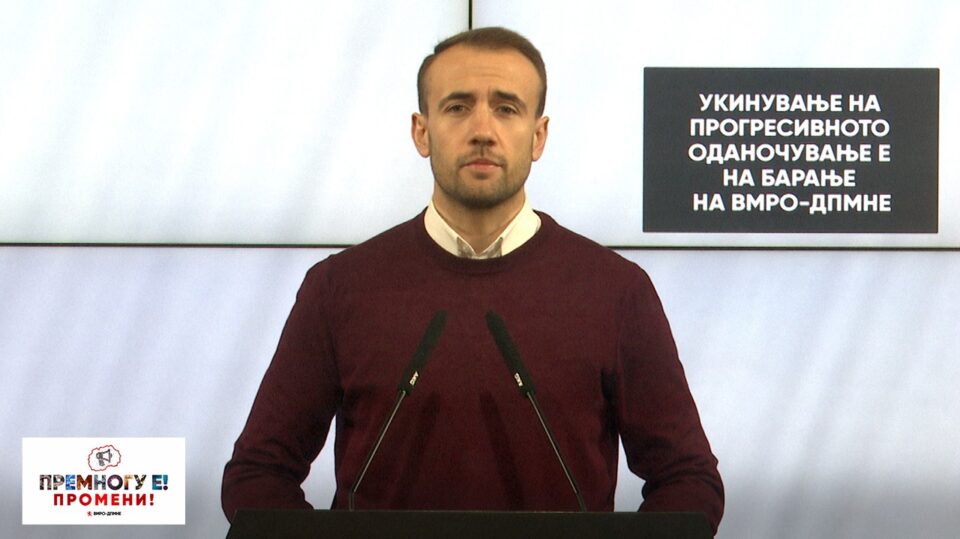 Стојаноски: Укинување на прогресивното оданочување е на барање на ВМРО-ДПМНЕ, владата закажа важна прес конференцијата на која кажа дека нема да ги променат даночните стапки кои ВМРО-ДПМНЕ ги воведе