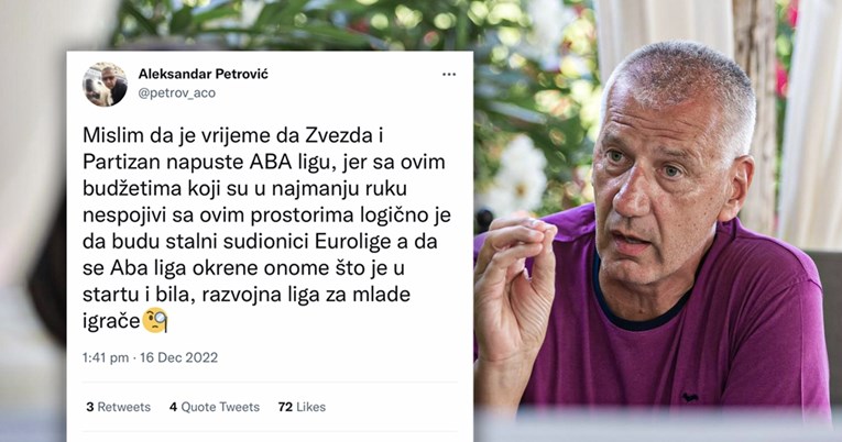Ацо Петровиќ: Време е Црвена Звезда и Партизан да ја напуштат АБА лигата