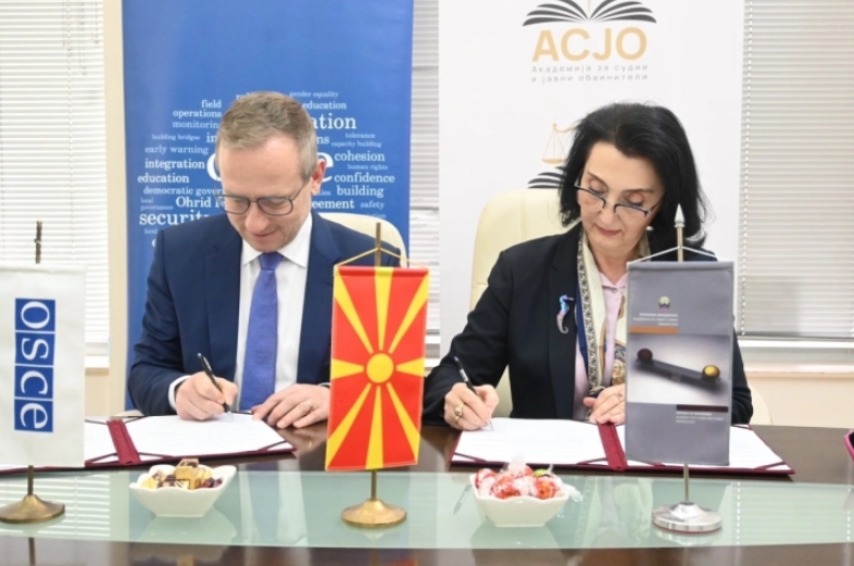 Мисијата на ОБСЕ во Скопје и Академијата за судии и јавни обвинители потпишаа Меморандум за разбирање