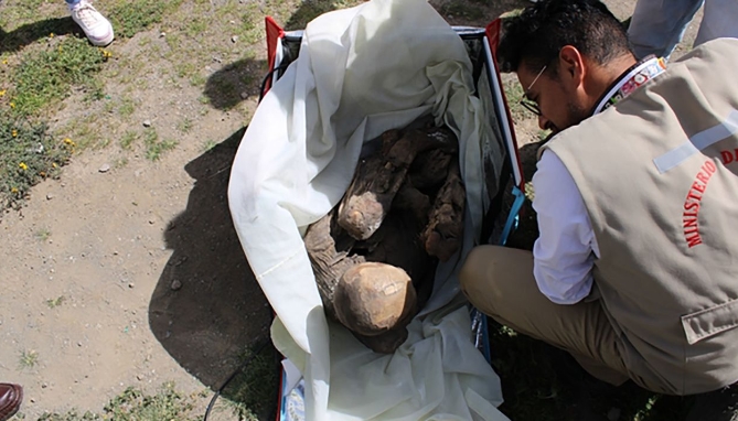 ФОТО: Стара мумија пронајдена во торба-ладилник во Перу – „Таа ми е духовна девојка, ме казнува ако сум лош“