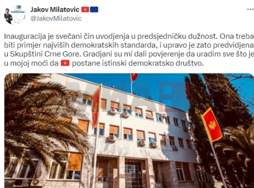 Црна Гора: Милатовиќ одлучи инаугурацијата да биде во Подгорица, а не во Цетиње