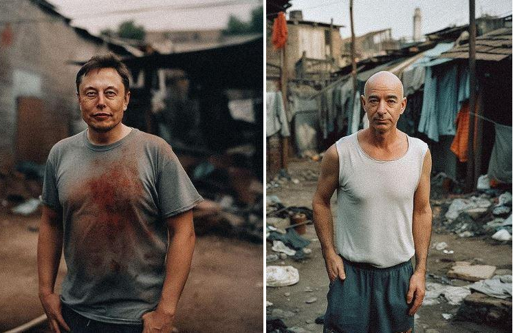 Како би изгледале Маск, Гејтс, Безос… кога би биле сиромашни: Фотографии создадени со вештачка интелигенција