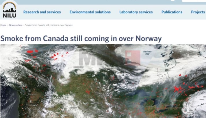 Чадот од Канада стигна до Европа, се чувствува во Норвешка