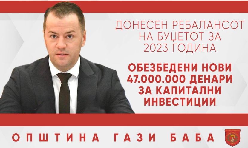Стефковски: Донесен ребалансот на буџетот на општина Гази Баба, нови 47.000.000 денари за нови инвестиции
