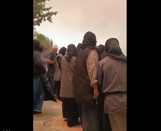 Полицајци убедуваат монахињи да напуштат манастир во близина на пожарот во Атина (Видео)