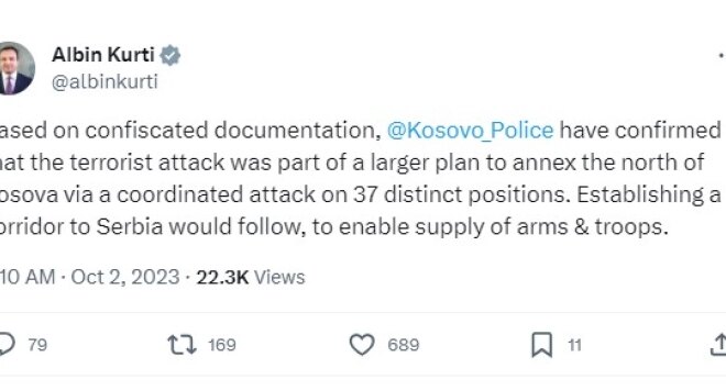 Курти: Терористичкиот напад е дел од поширок план за анексија на северот на Косово